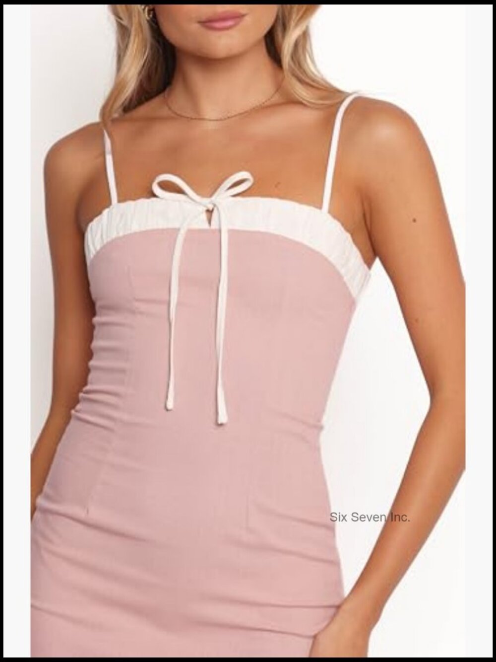 Mini Dress with Square Neckline, Adjustable Spaghetti Straps, Back Zipper - Picture 5 of 5